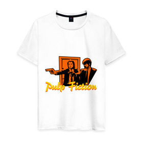 Мужская футболка хлопок с принтом Pulp Fiction в Санкт-Петербурге, 100% хлопок | прямой крой, круглый вырез горловины, длина до линии бедер, слегка спущенное плечо. | pulp fiction | криминальное чтиво