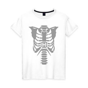 Женская футболка хлопок с принтом Доктор Хаус (скелет) в Санкт-Петербурге, 100% хлопок | прямой крой, круглый вырез горловины, длина до линии бедер, слегка спущенное плечо | скелет