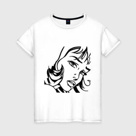 Женская футболка хлопок с принтом Красивая девушка в Санкт-Петербурге, 100% хлопок | прямой крой, круглый вырез горловины, длина до линии бедер, слегка спущенное плечо | 
