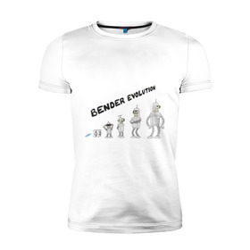 Мужская футболка премиум с принтом Bender evolution в Санкт-Петербурге, 92% хлопок, 8% лайкра | приталенный силуэт, круглый вырез ворота, длина до линии бедра, короткий рукав | bender | evolution | futurama | футурама | эволюция