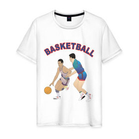 Мужская футболка хлопок с принтом High school баскетбол в Санкт-Петербурге, 100% хлопок | прямой крой, круглый вырез горловины, длина до линии бедер, слегка спущенное плечо. | 