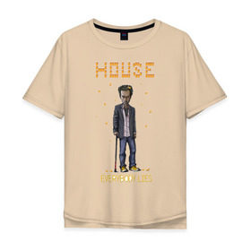 Мужская футболка хлопок Oversize с принтом Доктор Хаус - Все врут в Санкт-Петербурге, 100% хлопок | свободный крой, круглый ворот, “спинка” длиннее передней части | everybody lies | haus | house | все лгут | доктор | хауз | хаус | хью лори
