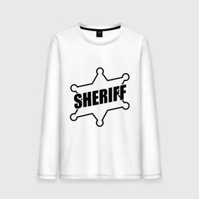 Мужской лонгслив хлопок с принтом Значок шерифа с надписью Sheriff в Санкт-Петербурге, 100% хлопок |  | sheriff | звезда | значок шерифа | шериф | шерифф