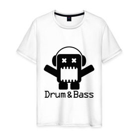 Мужская футболка хлопок с принтом Drum and Bass (3) в Санкт-Петербурге, 100% хлопок | прямой крой, круглый вырез горловины, длина до линии бедер, слегка спущенное плечо. | dnb | бас | драм | драм н бас | драмнбас