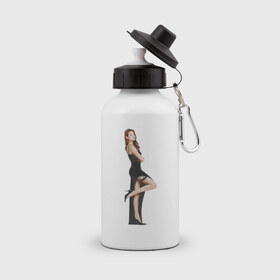 Бутылка спортивная с принтом Анджелина Джоли в Санкт-Петербурге, металл | емкость — 500 мл, в комплекте две пластиковые крышки и карабин для крепления | 