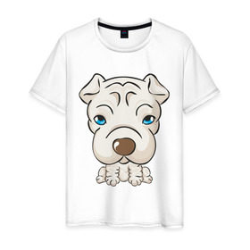 Мужская футболка хлопок с принтом Милый песик в Санкт-Петербурге, 100% хлопок | прямой крой, круглый вырез горловины, длина до линии бедер, слегка спущенное плечо. | милый песик | пес | собака | собачка | щенок | щенята