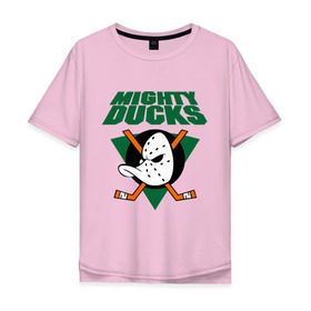 Мужская футболка хлопок Oversize с принтом Anaheim Mighty Ducks (2) в Санкт-Петербурге, 100% хлопок | свободный крой, круглый ворот, “спинка” длиннее передней части | nhl | лига | национальная лига | нхл | хокей | хоккей | хоккейная лига