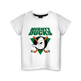Детская футболка хлопок с принтом Anaheim Mighty Ducks (2) в Санкт-Петербурге, 100% хлопок | круглый вырез горловины, полуприлегающий силуэт, длина до линии бедер | Тематика изображения на принте: nhl | лига | национальная лига | нхл | хокей | хоккей | хоккейная лига