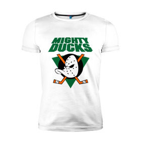 Мужская футболка премиум с принтом Anaheim Mighty Ducks (2) в Санкт-Петербурге, 92% хлопок, 8% лайкра | приталенный силуэт, круглый вырез ворота, длина до линии бедра, короткий рукав | nhl | лига | национальная лига | нхл | хокей | хоккей | хоккейная лига