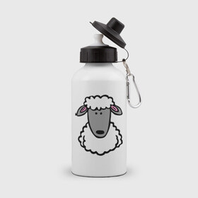 Бутылка спортивная с принтом Гламурная овца в Санкт-Петербурге, металл | емкость — 500 мл, в комплекте две пластиковые крышки и карабин для крепления | баран | барашик | гламурная овца | овечка | овца