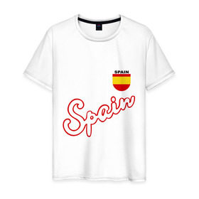 Мужская футболка хлопок с принтом Сборной Испании по футболу в Санкт-Петербурге, 100% хлопок | прямой крой, круглый вырез горловины, длина до линии бедер, слегка спущенное плечо. | spain football | сборная испании по футболу