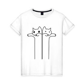 Женская футболка хлопок с принтом Зомби коты в Санкт-Петербурге, 100% хлопок | прямой крой, круглый вырез горловины, длина до линии бедер, слегка спущенное плечо | животные | зомби коты | коты | коты мертвецы | котята | кошки