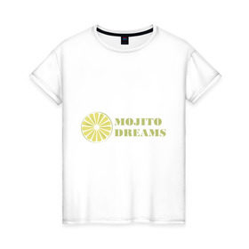 Женская футболка хлопок с принтом Mojito в Санкт-Петербурге, 100% хлопок | прямой крой, круглый вырез горловины, длина до линии бедер, слегка спущенное плечо | cocktail | mojito | жара | коктейль | мохито | напиток | освежающий