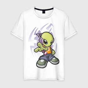 Мужская футболка хлопок с принтом Инопланетянин (5) в Санкт-Петербурге, 100% хлопок | прямой крой, круглый вырез горловины, длина до линии бедер, слегка спущенное плечо. | alien | гуманоид | инопланетянин | летающая тарелка | нло | пришельцы