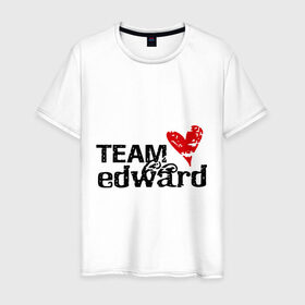 Мужская футболка хлопок с принтом Team edward в Санкт-Петербурге, 100% хлопок | прямой крой, круглый вырез горловины, длина до линии бедер, слегка спущенное плечо. | Тематика изображения на принте: new moon | twilight | затмение | новолуние | сага | сумерки | эдвард