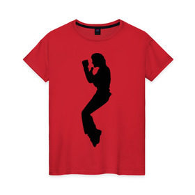 Женская футболка хлопок с принтом Поп-король Майкл Джексон в Санкт-Петербурге, 100% хлопок | прямой крой, круглый вырез горловины, длина до линии бедер, слегка спущенное плечо | michael jackson | короь | легенда | майкл джексон | поп