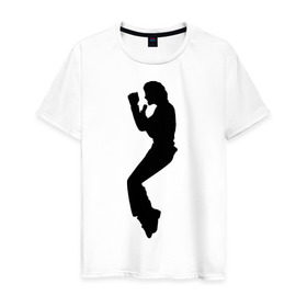 Мужская футболка хлопок с принтом Поп-король Майкл Джексон в Санкт-Петербурге, 100% хлопок | прямой крой, круглый вырез горловины, длина до линии бедер, слегка спущенное плечо. | michael jackson | короь | легенда | майкл джексон | поп
