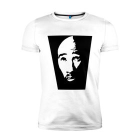 Мужская футболка премиум с принтом 2pac face в Санкт-Петербурге, 92% хлопок, 8% лайкра | приталенный силуэт, круглый вырез ворота, длина до линии бедра, короткий рукав | gansta | hip | hop | rap | tupac | рэп | тупак | хип | хоп
