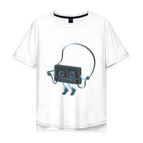 Мужская футболка хлопок Oversize с принтом Кассета в Санкт-Петербурге, 100% хлопок | свободный крой, круглый ворот, “спинка” длиннее передней части | 