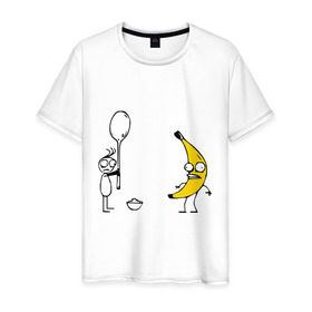 Мужская футболка хлопок с принтом I`m a Banana в Санкт-Петербурге, 100% хлопок | прямой крой, круглый вырез горловины, длина до линии бедер, слегка спущенное плечо. | банан