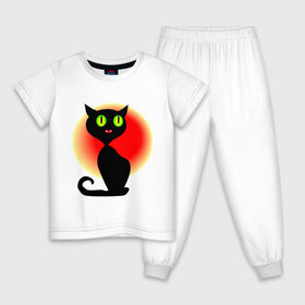 Детская пижама хлопок с принтом Кошка на рассвете в Санкт-Петербурге, 100% хлопок |  брюки и футболка прямого кроя, без карманов, на брюках мягкая резинка на поясе и по низу штанин
 | Тематика изображения на принте: cat | киса | кошка | кошки | рассвет | солнце