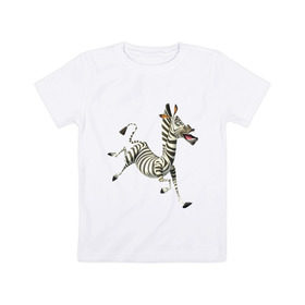 Детская футболка хлопок с принтом Мадагаскар в Санкт-Петербурге, 100% хлопок | круглый вырез горловины, полуприлегающий силуэт, длина до линии бедер | 