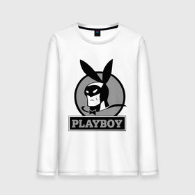 Мужской лонгслив хлопок с принтом Playboy (Человек-кролик) в Санкт-Петербурге, 100% хлопок |  | кролик | плейбой | плэйбой | символа playboy человек кролик. rabbitman.playboy
