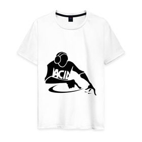 Мужская футболка хлопок с принтом ACID DJ в Санкт-Петербурге, 100% хлопок | прямой крой, круглый вырез горловины, длина до линии бедер, слегка спущенное плечо. | 
