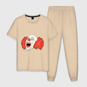Мужская пижама хлопок с принтом Evil Clown в Санкт-Петербурге, 100% хлопок | брюки и футболка прямого кроя, без карманов, на брюках мягкая резинка на поясе и по низу штанин
 | evil clown | злой клоун | клоун