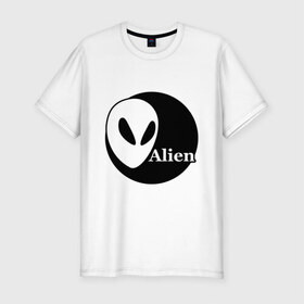 Мужская футболка премиум с принтом Пришелец в Санкт-Петербурге, 92% хлопок, 8% лайкра | приталенный силуэт, круглый вырез ворота, длина до линии бедра, короткий рукав | alien | alienгуманоид | инопланетянин | космос | нло | пришелец | пришельцы | ретающая терелка