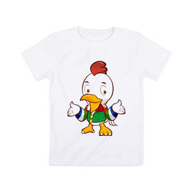 Детская футболка хлопок с принтом Утёнок в Санкт-Петербурге, 100% хлопок | круглый вырез горловины, полуприлегающий силуэт, длина до линии бедер | 