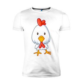 Мужская футболка премиум с принтом Цыплёнок (2) в Санкт-Петербурге, 92% хлопок, 8% лайкра | приталенный силуэт, круглый вырез ворота, длина до линии бедра, короткий рукав | животные | курица | птенец | птенчик | цыпа | цыпленок | цыплята