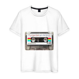 Мужская футболка хлопок с принтом Аудиокассета в Санкт-Петербурге, 100% хлопок | прямой крой, круглый вырез горловины, длина до линии бедер, слегка спущенное плечо. | 