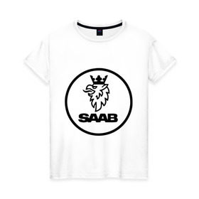 Женская футболка хлопок с принтом Saab (2) в Санкт-Петербурге, 100% хлопок | прямой крой, круглый вырез горловины, длина до линии бедер, слегка спущенное плечо | honda | saab | авто | автомобиль | машины | сааб | тачки | хонда