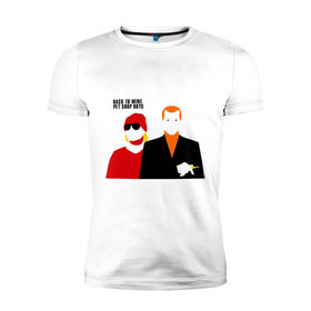 Мужская футболка премиум с принтом Pet Shop Boys (1) в Санкт-Петербурге, 92% хлопок, 8% лайкра | приталенный силуэт, круглый вырез ворота, длина до линии бедра, короткий рукав | pet shop boys | pet shop boys   back to mineboys | shop boys | музыка | пет шоп бойс