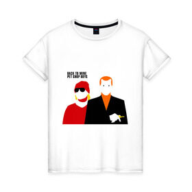 Женская футболка хлопок с принтом Pet Shop Boys (1) в Санкт-Петербурге, 100% хлопок | прямой крой, круглый вырез горловины, длина до линии бедер, слегка спущенное плечо | pet shop boys | pet shop boys   back to mineboys | shop boys | музыка | пет шоп бойс