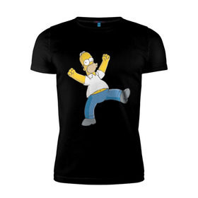 Мужская футболка премиум с принтом Гомер симпсон в Санкт-Петербурге, 92% хлопок, 8% лайкра | приталенный силуэт, круглый вырез ворота, длина до линии бедра, короткий рукав | гомер