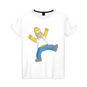 Женская футболка хлопок с принтом Гомер симпсон в Санкт-Петербурге, 100% хлопок | прямой крой, круглый вырез горловины, длина до линии бедер, слегка спущенное плечо | гомер