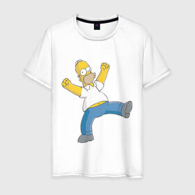 Мужская футболка хлопок с принтом Гомер симпсон в Санкт-Петербурге, 100% хлопок | прямой крой, круглый вырез горловины, длина до линии бедер, слегка спущенное плечо. | Тематика изображения на принте: гомер