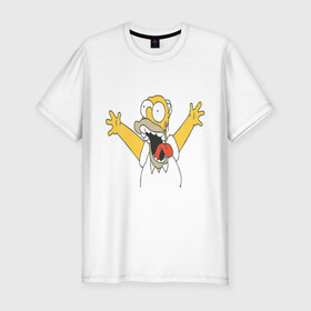 Мужская футболка премиум с принтом Crazy comer simpson в Санкт-Петербурге, 92% хлопок, 8% лайкра | приталенный силуэт, круглый вырез ворота, длина до линии бедра, короткий рукав | Тематика изображения на принте: гомер