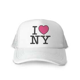 Кепка тракер с сеткой с принтом I Love NY - Я люблю Нью-Йорк в Санкт-Петербурге, трикотажное полотно; задняя часть — сетка | длинный козырек, универсальный размер, пластиковая застежка | i love | i love ny | new york | new york. america | америка | американский | нью йорк | я люблю нью йорк