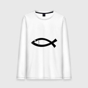 Мужской лонгслив хлопок с принтом Христианская рыбка в Санкт-Петербурге, 100% хлопок |  | рыба | рыбка   символ христианства.баптисты | христианство