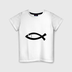 Детская футболка хлопок с принтом Христианская рыбка в Санкт-Петербурге, 100% хлопок | круглый вырез горловины, полуприлегающий силуэт, длина до линии бедер | рыба | рыбка   символ христианства.баптисты | христианство