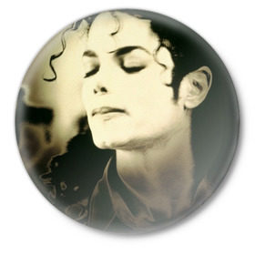 Значок с принтом Майкл Джексон в Санкт-Петербурге,  металл | круглая форма, металлическая застежка в виде булавки | Тематика изображения на принте: billie jean | billy jean | michael jackson | майкл джексон
