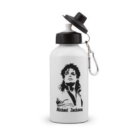Бутылка спортивная с принтом Michael Jackson в Санкт-Петербурге, металл | емкость — 500 мл, в комплекте две пластиковые крышки и карабин для крепления | Тематика изображения на принте: jackson | michael | pop | джексон | майкл | майкл джексон | поп