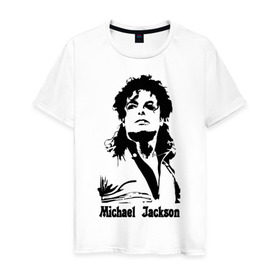 Мужская футболка хлопок с принтом Michael Jackson в Санкт-Петербурге, 100% хлопок | прямой крой, круглый вырез горловины, длина до линии бедер, слегка спущенное плечо. | jackson | michael | pop | джексон | майкл | майкл джексон | поп
