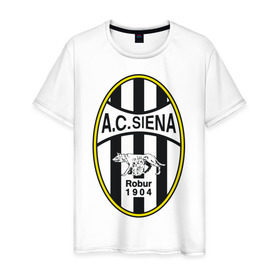 Мужская футболка хлопок с принтом Italian Serie A. AC Siena в Санкт-Петербурге, 100% хлопок | прямой крой, круглый вырез горловины, длина до линии бедер, слегка спущенное плечо. | Тематика изображения на принте: 