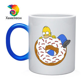 Кружка хамелеон с принтом Гомер и пончик в Санкт-Петербурге, керамика | меняет цвет при нагревании, емкость 330 мл | гомер