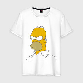 Мужская футболка хлопок с принтом Сердитый Гомер Симпсон в Санкт-Петербурге, 100% хлопок | прямой крой, круглый вырез горловины, длина до линии бедер, слегка спущенное плечо. | гомер