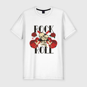 Мужская футболка премиум с принтом Rock (8) в Санкт-Петербурге, 92% хлопок, 8% лайкра | приталенный силуэт, круглый вырез ворота, длина до линии бедра, короткий рукав | heavy metal | metal | rocknroll | trash metal | гитары | метал | металл | рок | рок н ролл | рокrock | трэш метал | хеви метал | череп